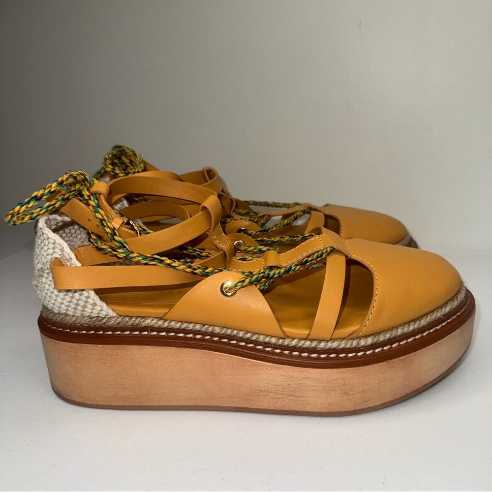 ULLA JOHNSON Salinas Twisted Rope Flatform Chamomile size 9.5